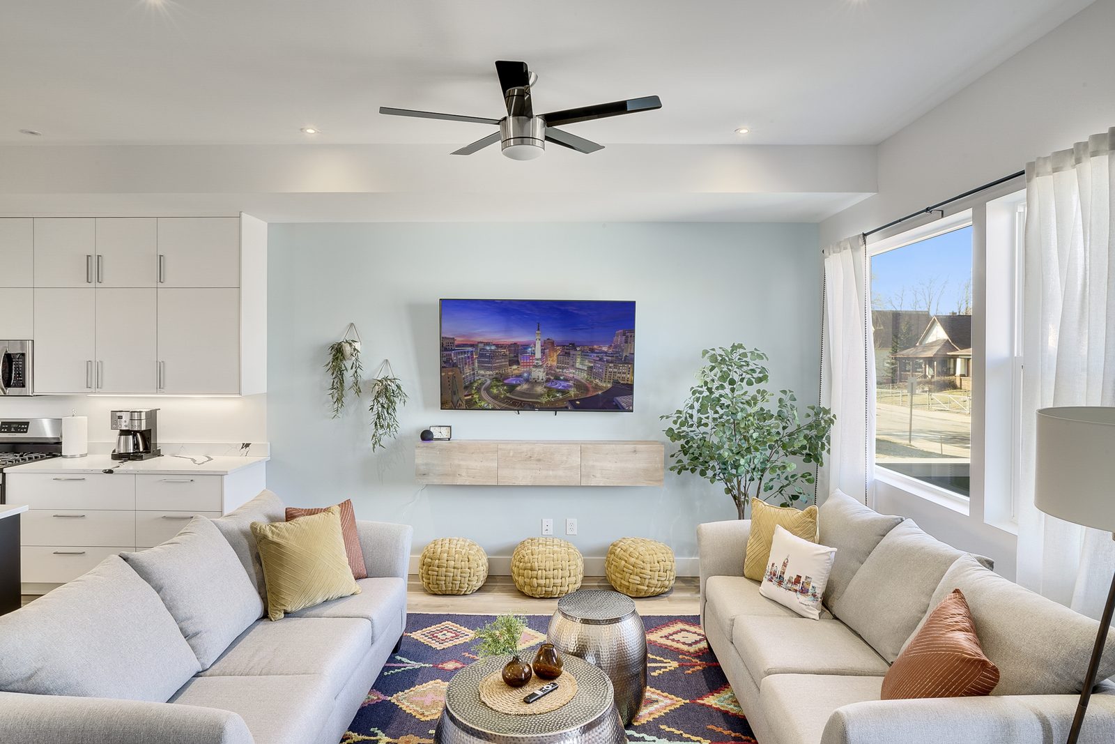 Bright staged living room — Indianapolis